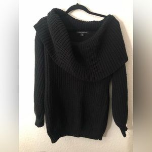 Naked Wardrobe Off Shoulder Cowlneck Knit Sweater